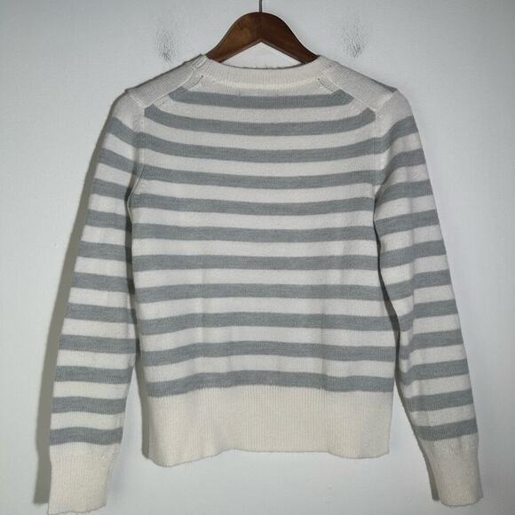Banana Republic Gray and White Crew Neck Sweater with Stripes - Picture 4 of 5